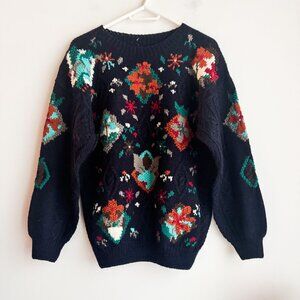 Vintage Wool Blend Southwestern print Colourful Pullover Sweater L